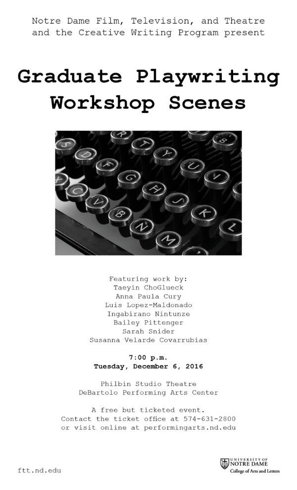 Graduate Playwriting Workshop flyer Fall 2016
