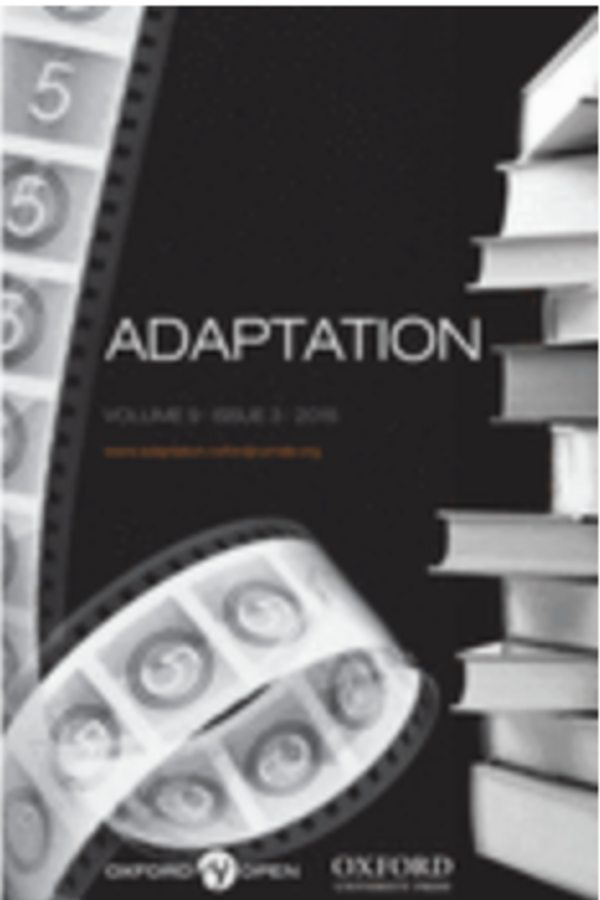 Adaptation, Volume 9, Issue 3, 2016 journal cover with film reel and stack of books.