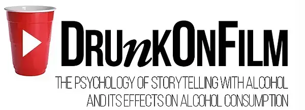 Red plastic cup with a YouTube play button and the text "DrunkOnFilm, the psychology of storytelling with alcohol and its effects on alcohol consumption